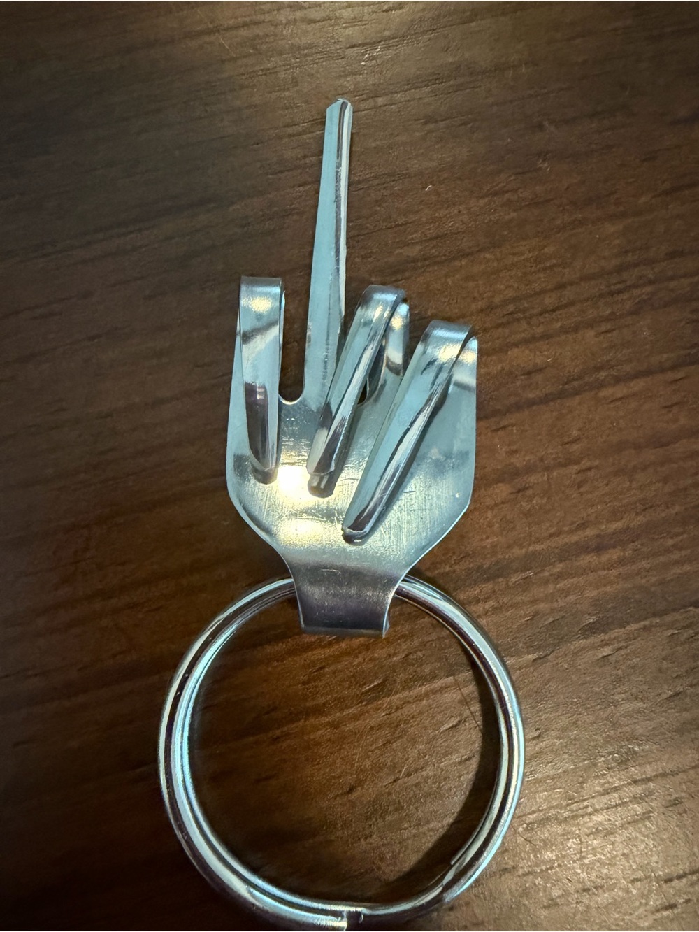 Middle Finger Fork Key Ring